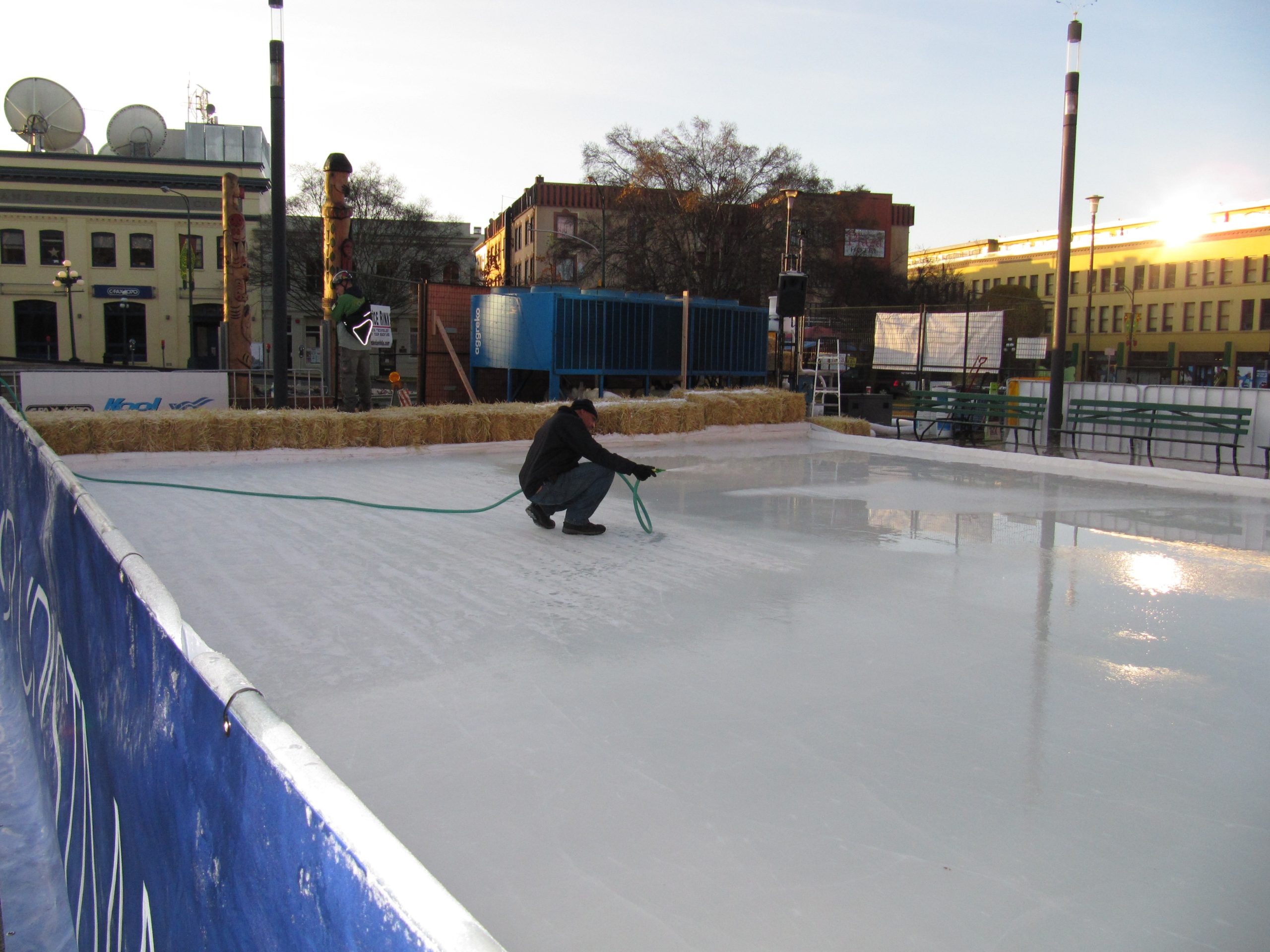 Centennial Square, Victoria BC outdoor refrigerated ice rink
