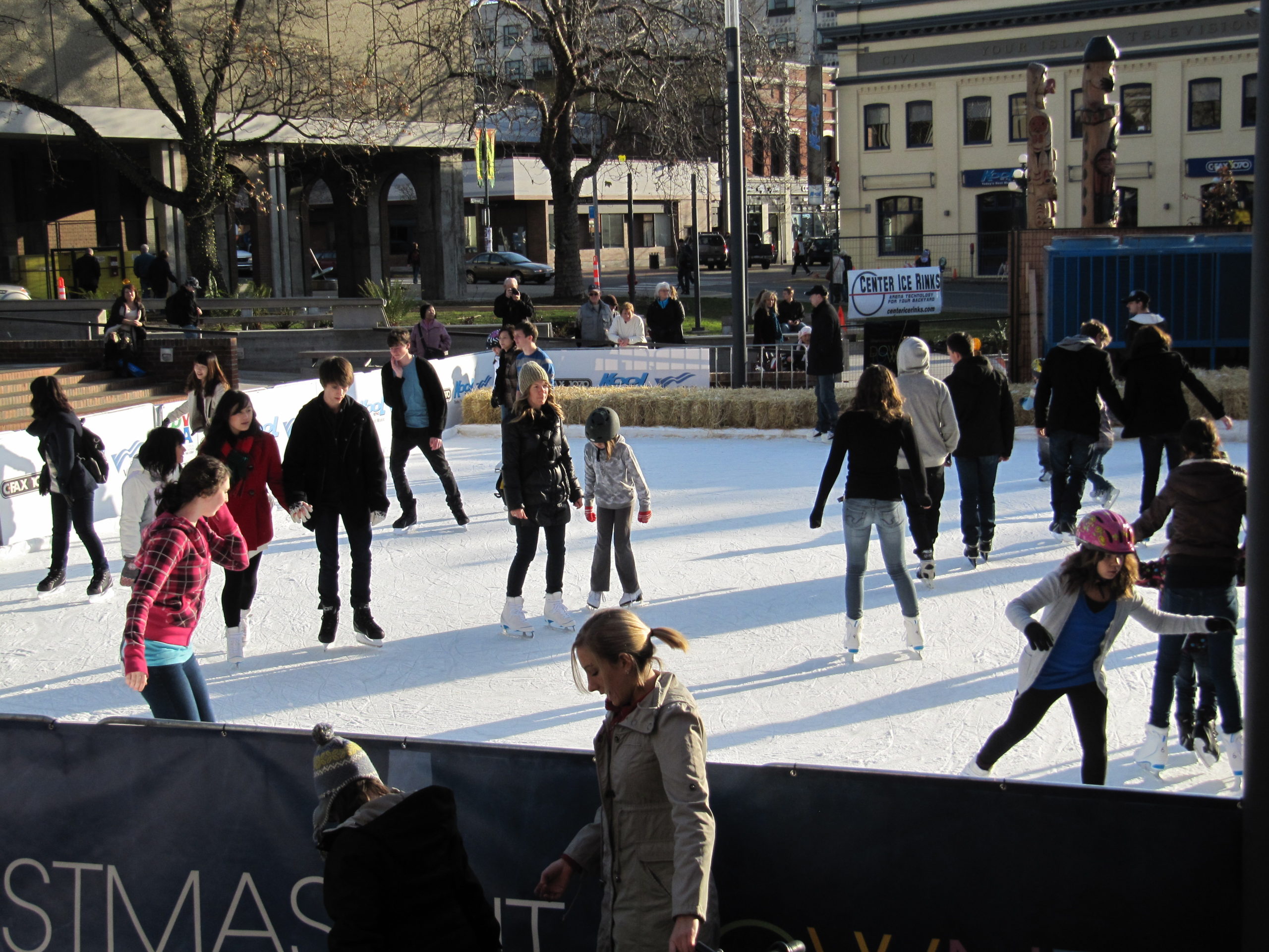 Centennial Square, Victoria BC outdoor refrigerated ice rink