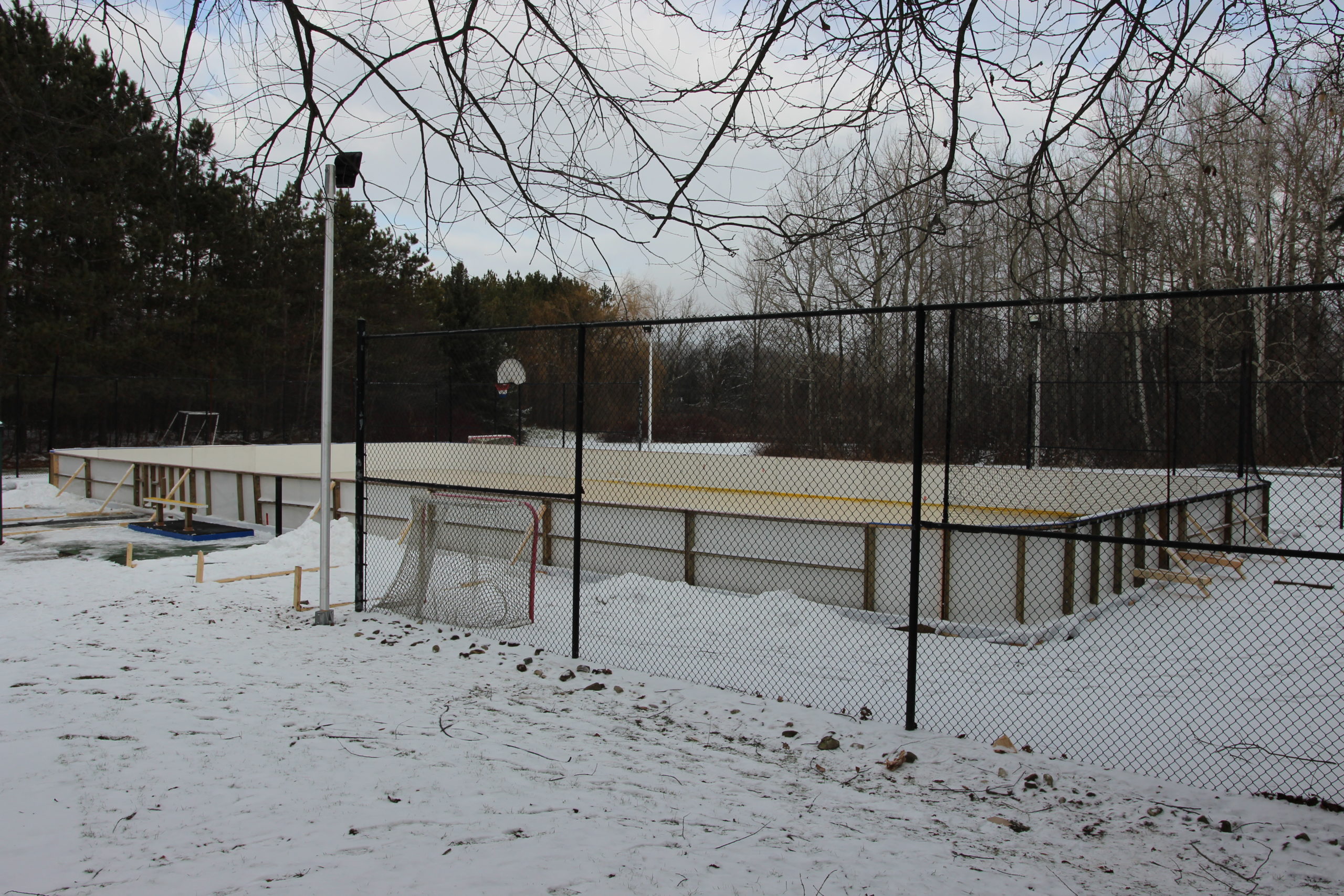 Refrigerated ice rink on tennis court