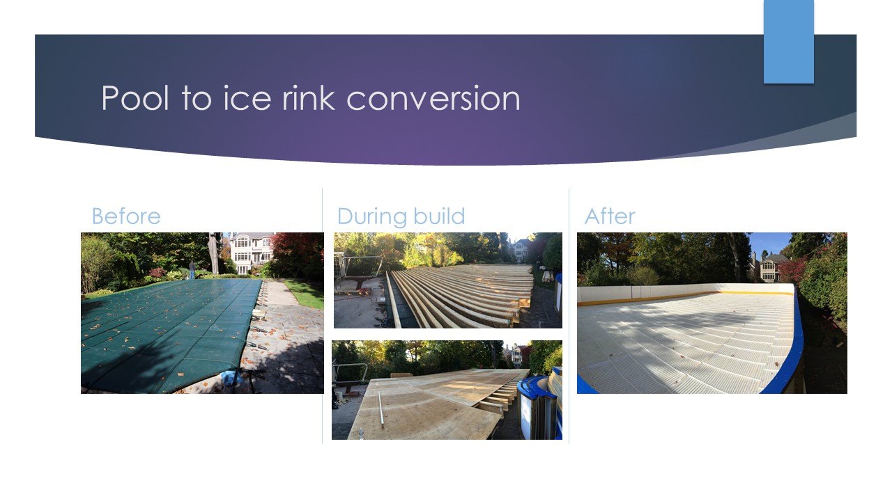 Pool to ice rink conversion